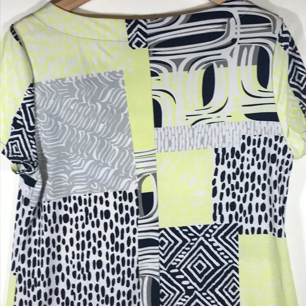 Easy Wear By Chico's Women's 1 Yellow Short Sleeve Dress - Picture 5 of 9